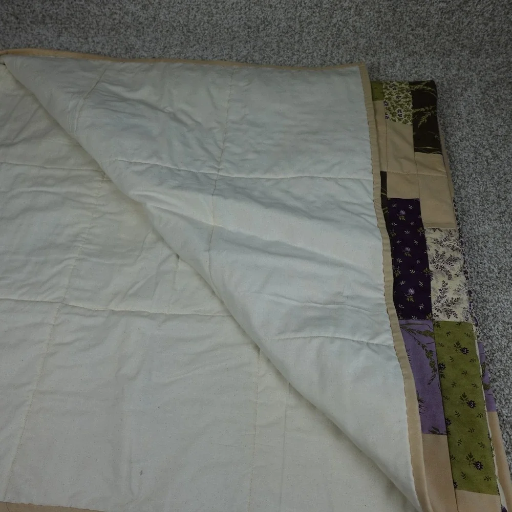 Mystic Pattern Large Throw Quilt Purple Sage Chocolate Taupe Cotton 54x64